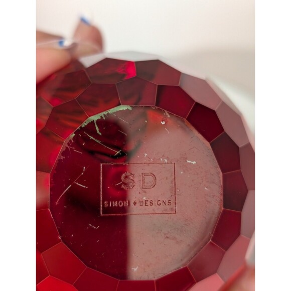 Simon Design Ruby Red Honeycomb Crystal Apple Paperweight School Teacher - Picture 8 of 11